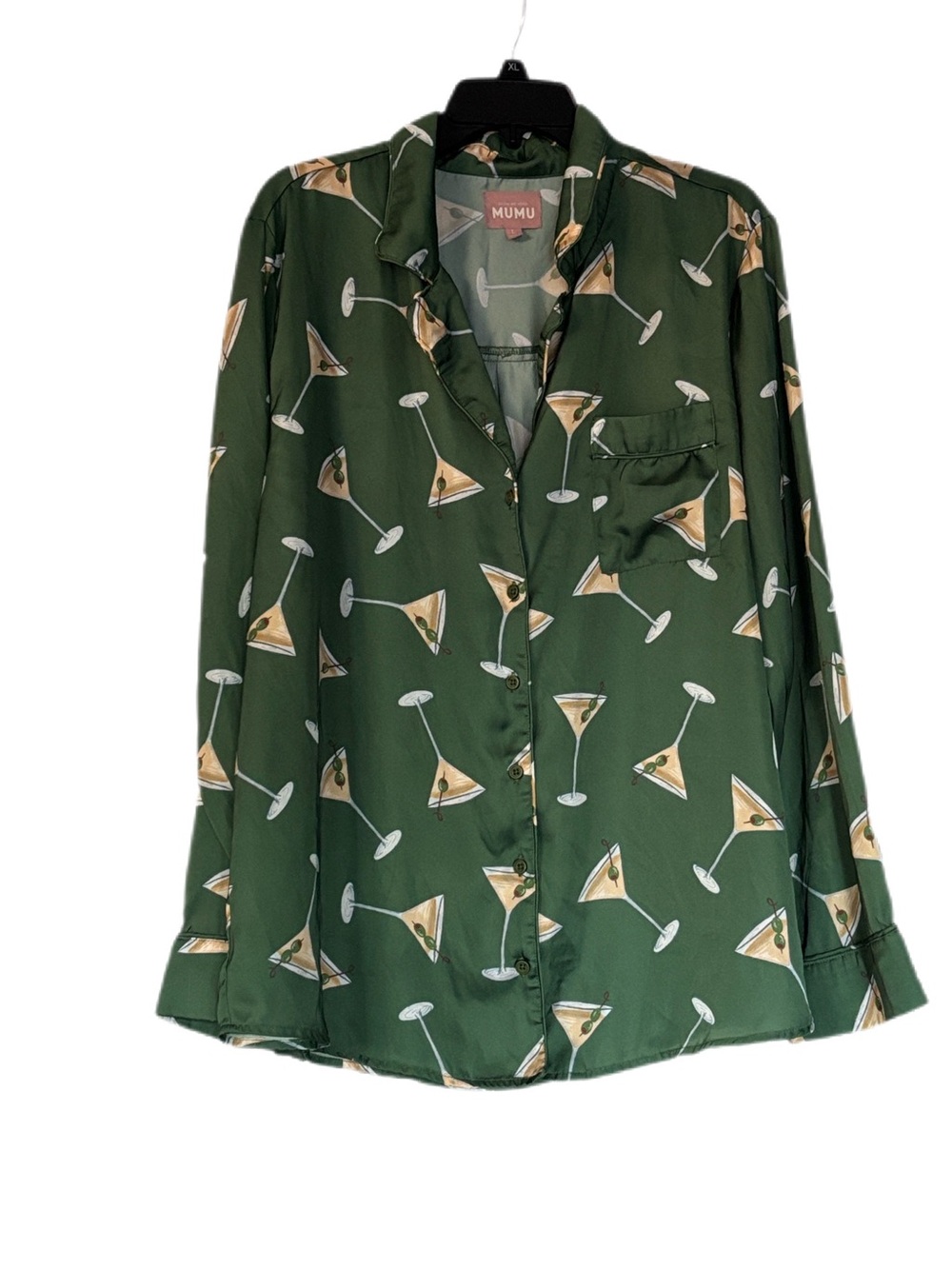 Show Me Your Mumu Tini Time Silky PJ Top Green Martini Size Large L